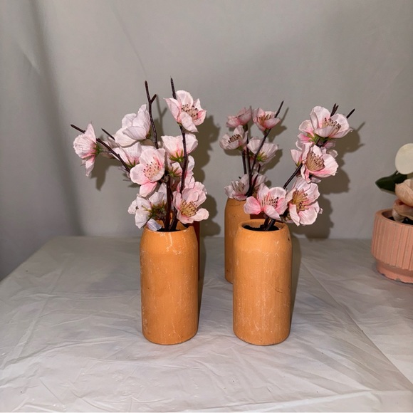 Set of Faux Floral Arrangements in Pink and Peach Vases | 8 Total - Picture 5 of 5